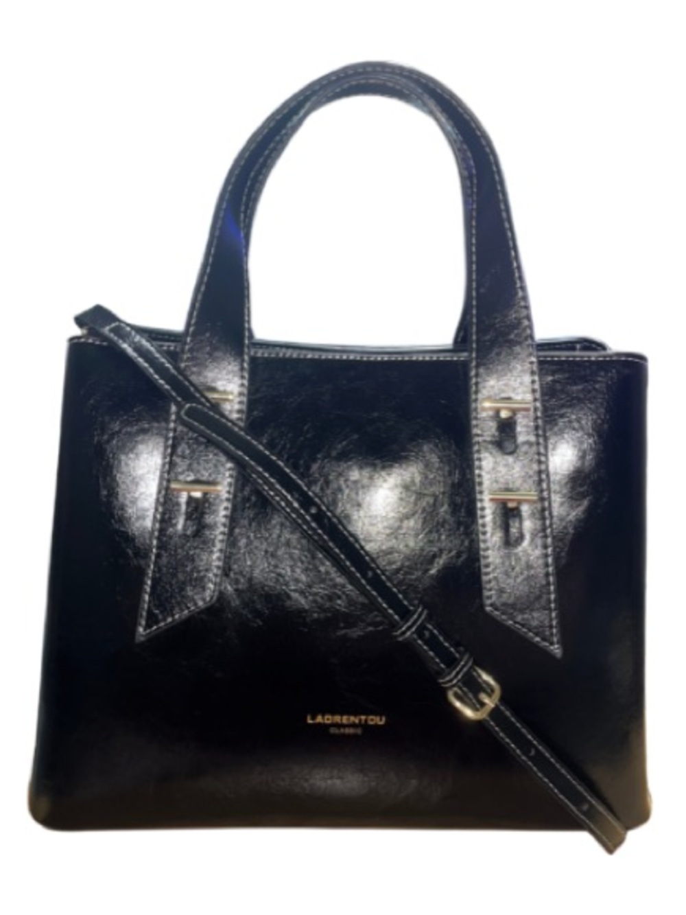 ✨LAORENTOU Black Genuine Leather Structured Satchel
Crossbody Bag.- Like New✨